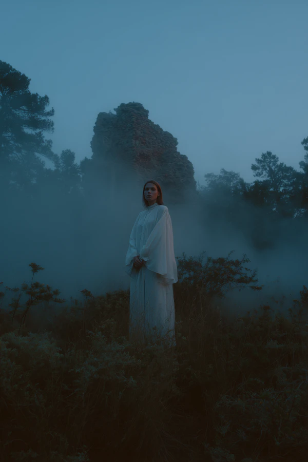 Ethereal Woman in Ruins