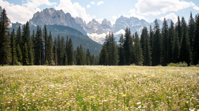 Serene Meadow and Mountain Landscape