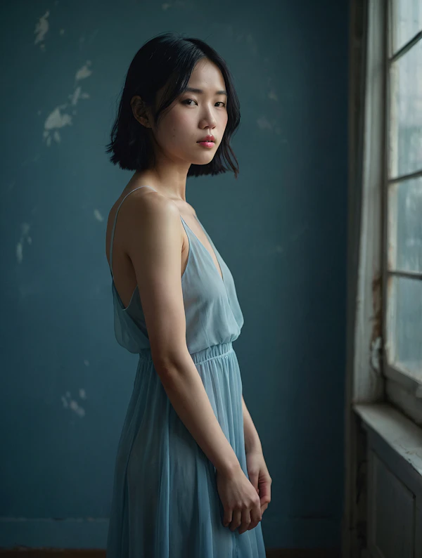 Serene Woman in Blue