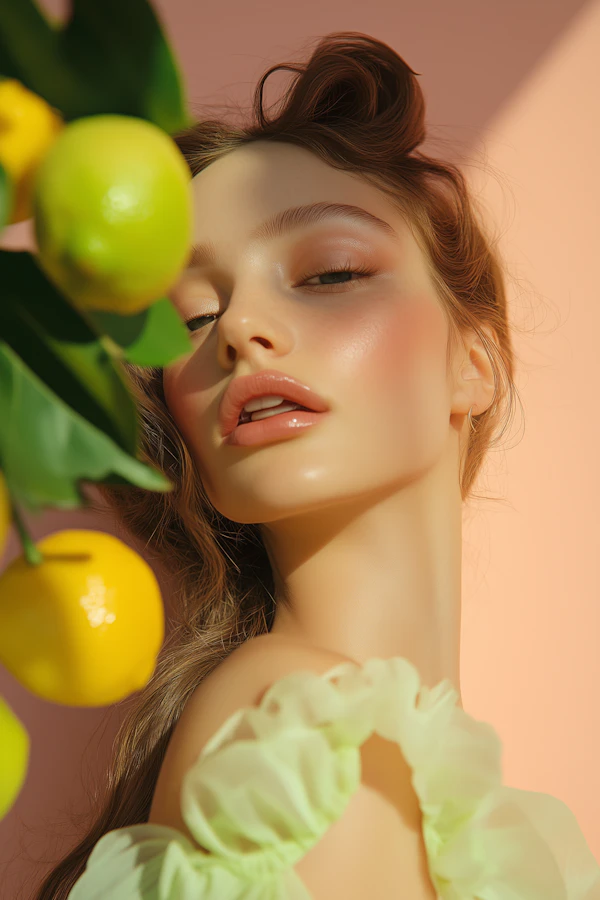 Serene Portrait with Lemons