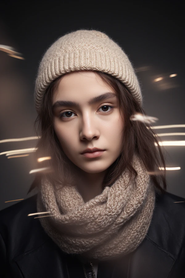 Woman in Knitted Beanie