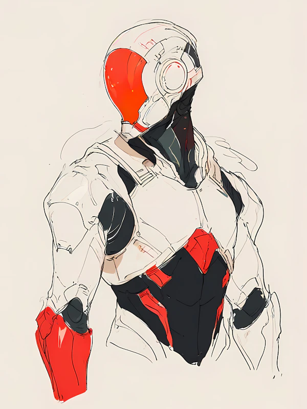 Futuristic Humanoid in High-Tech Armor