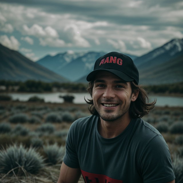 Contented Young Man in Nature with Tech Industry Hat