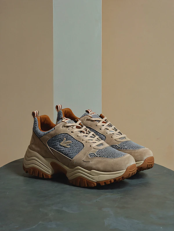 Stylish Sneakers on Minimalist Background