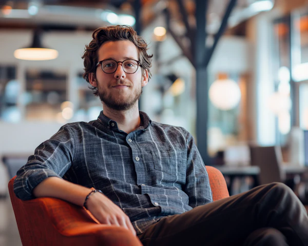 Relaxed Young Man in a Stylish Indoor Space