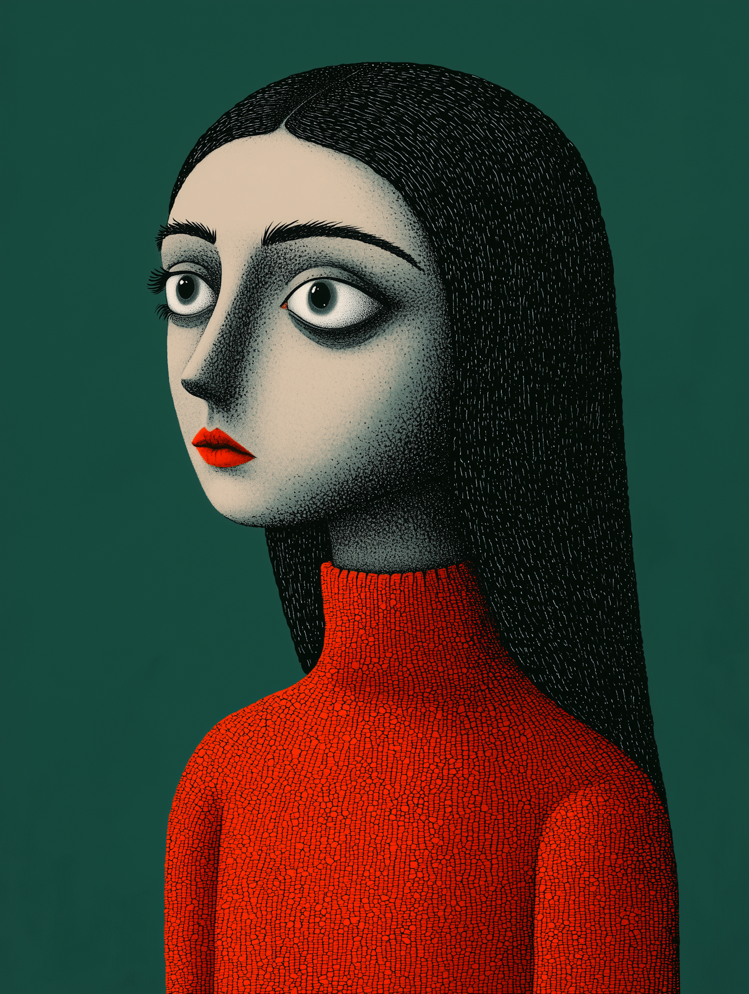 Stylized Portrait with Expressive Eyes