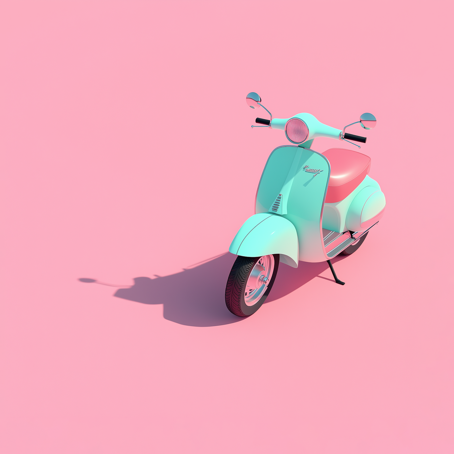 Vintage Scooter Against Pale Pink Background