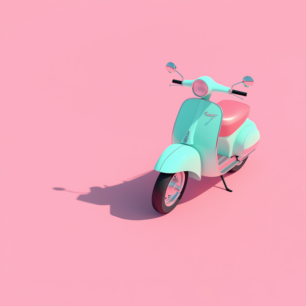 Vintage Scooter Against Pale Pink Background