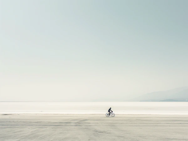 Solitary Cyclist in Pastel Tranquility