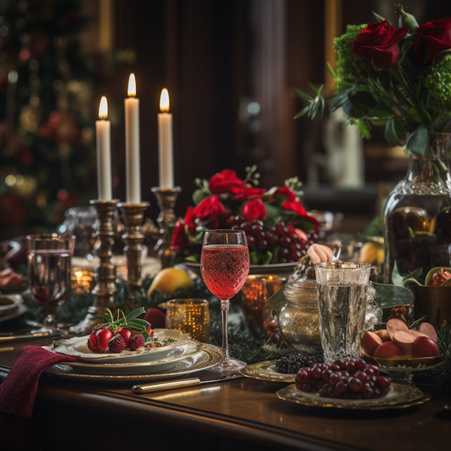 Elegant Festive Feast with Sparkling Toast