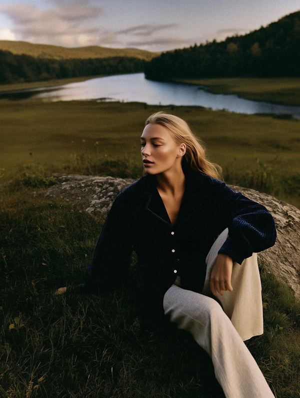 Woman by Serene Lake