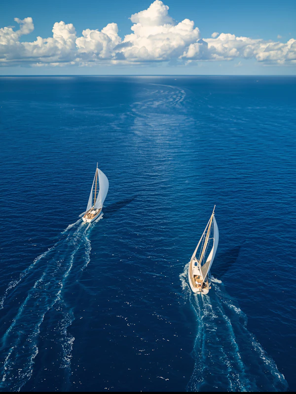 Sailboats on Calm Ocean