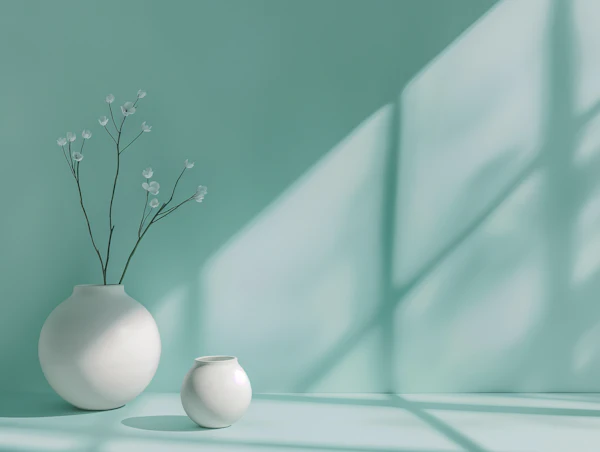 Serene Minimalist Vases with Artificial Flowers