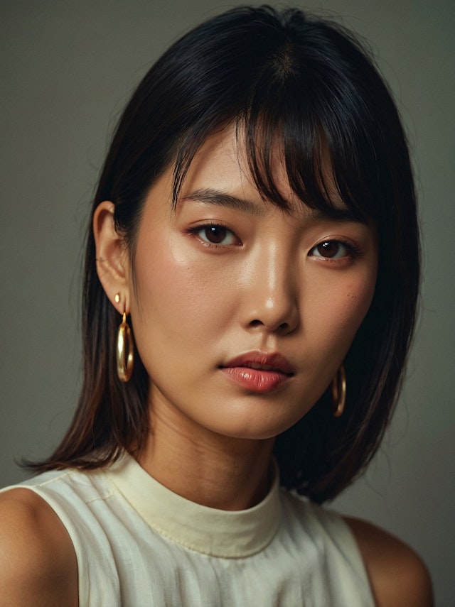 Portrait of a Woman with Gold Hoop Earrings