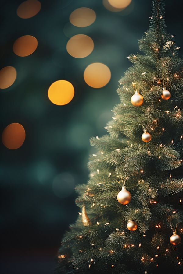 Festive Gold and Bronze Christmas Tree Close-Up