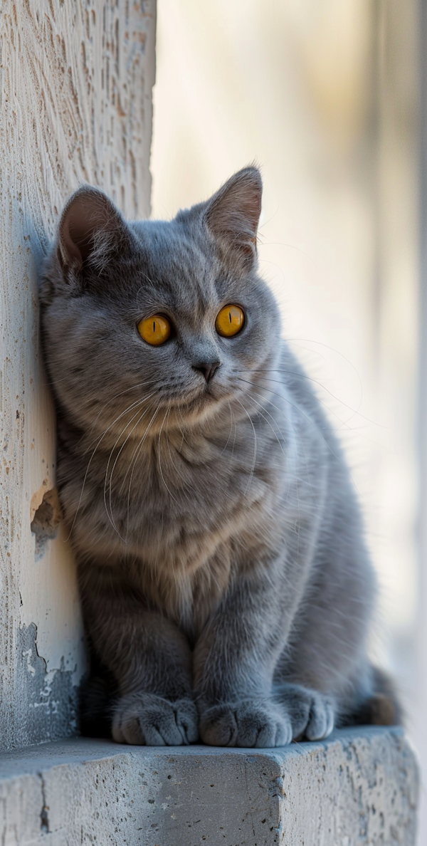 Serene Grey Cat with Yellow Eyes