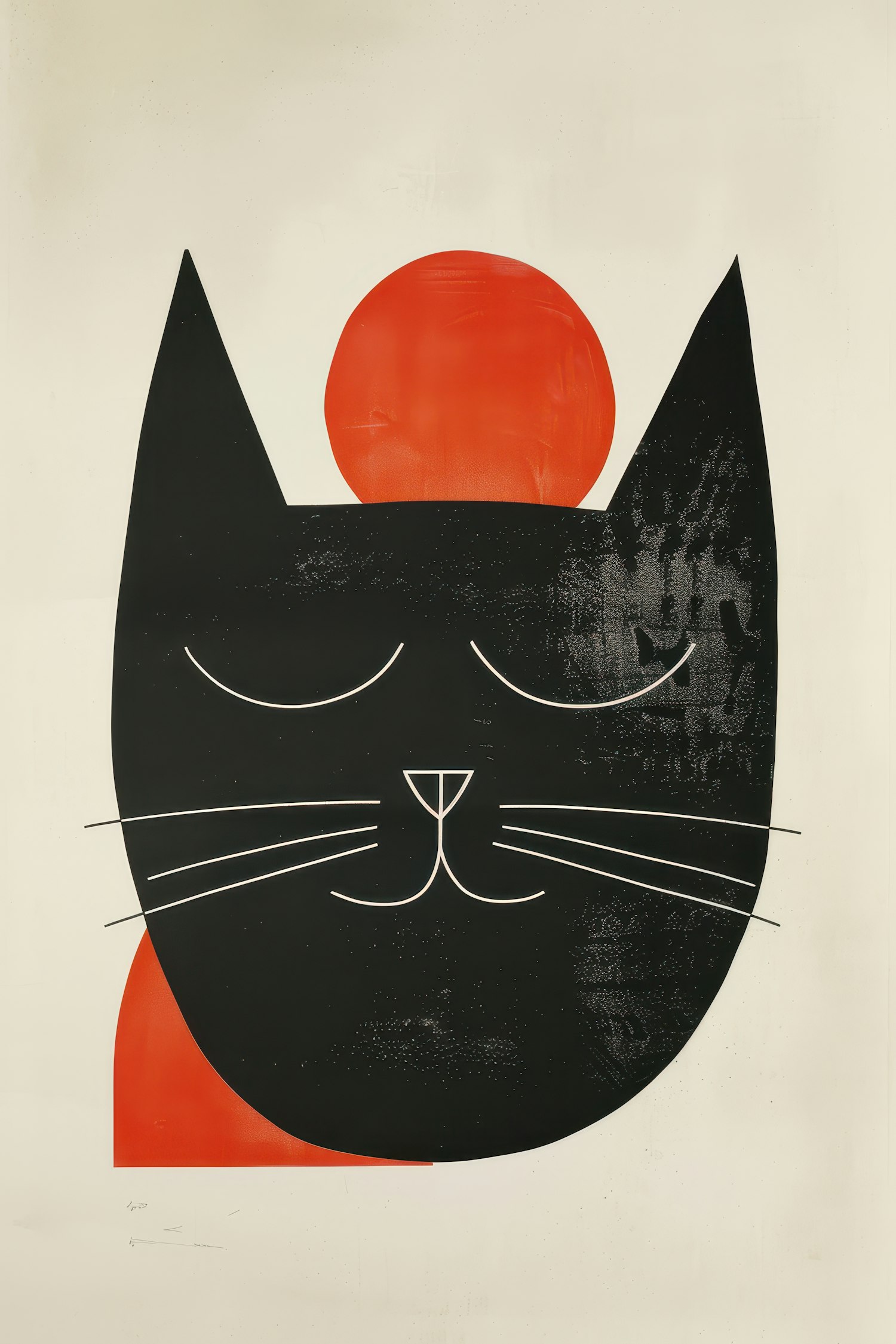 Serene Black Cat Illustration