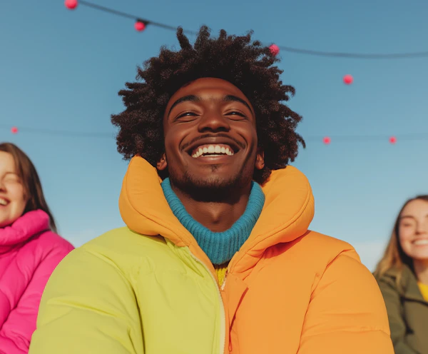 Joyful Group in Vibrant Jackets