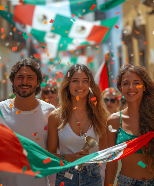 Celebratory Street Scene with Confetti