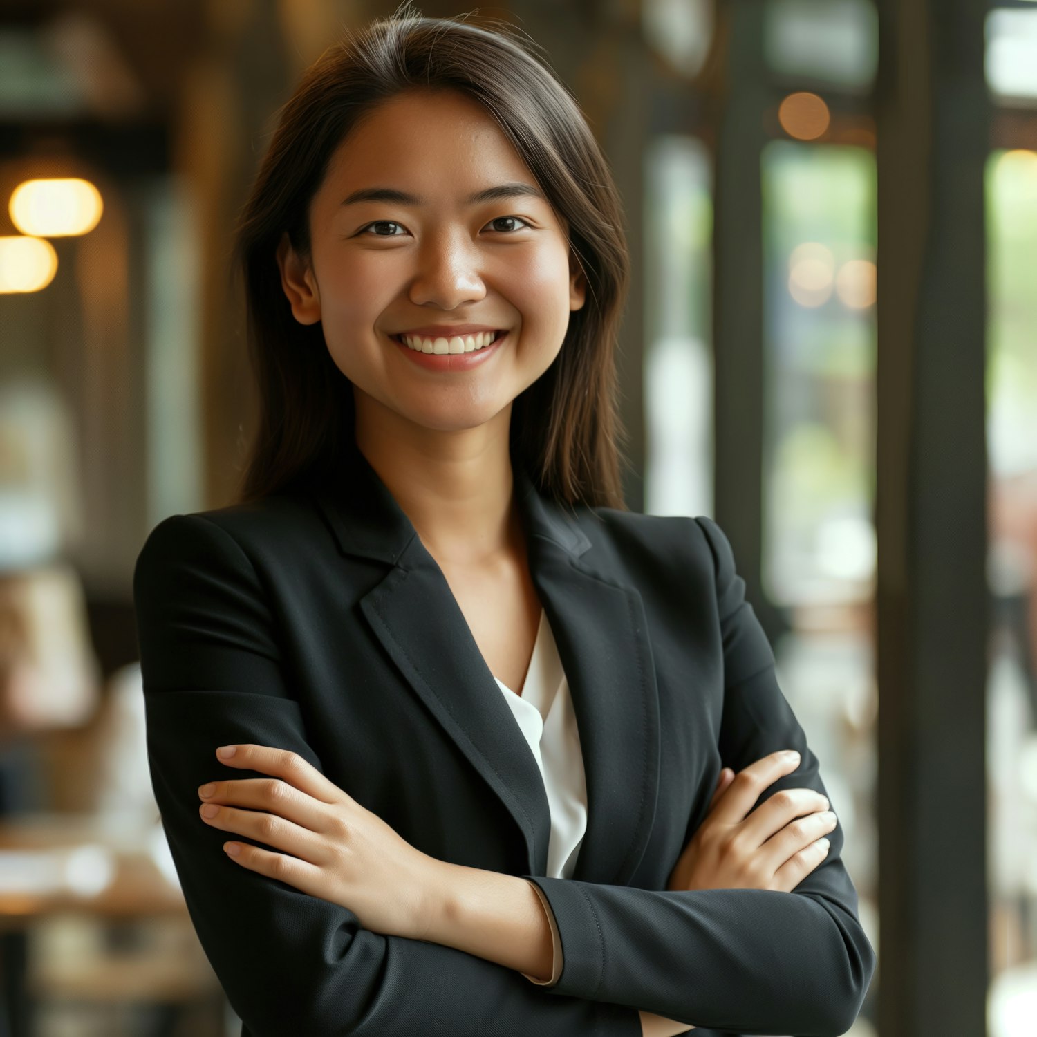 Confident Young Woman in Blazer