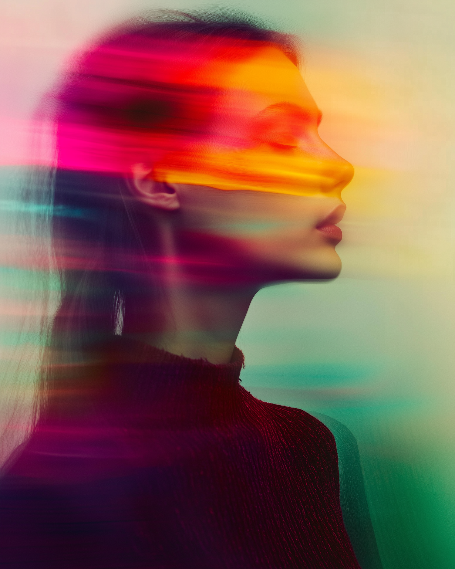 Surreal Portrait with Flowing Colors