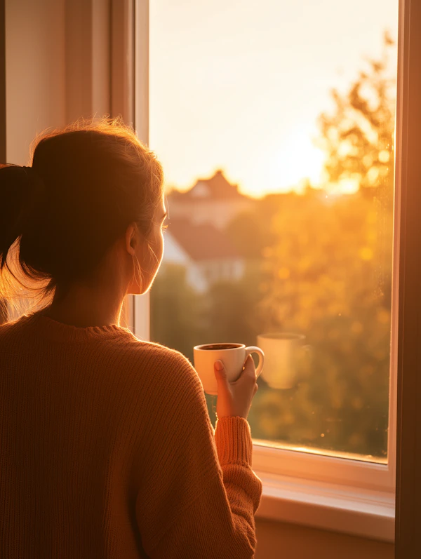 Woman by the Window at Sunset
