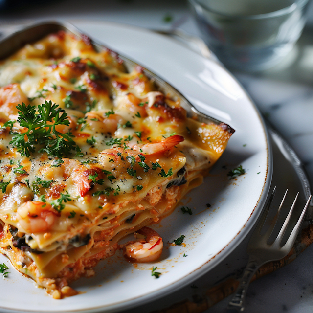 Gourmet Shrimp Lasagna Close-Up