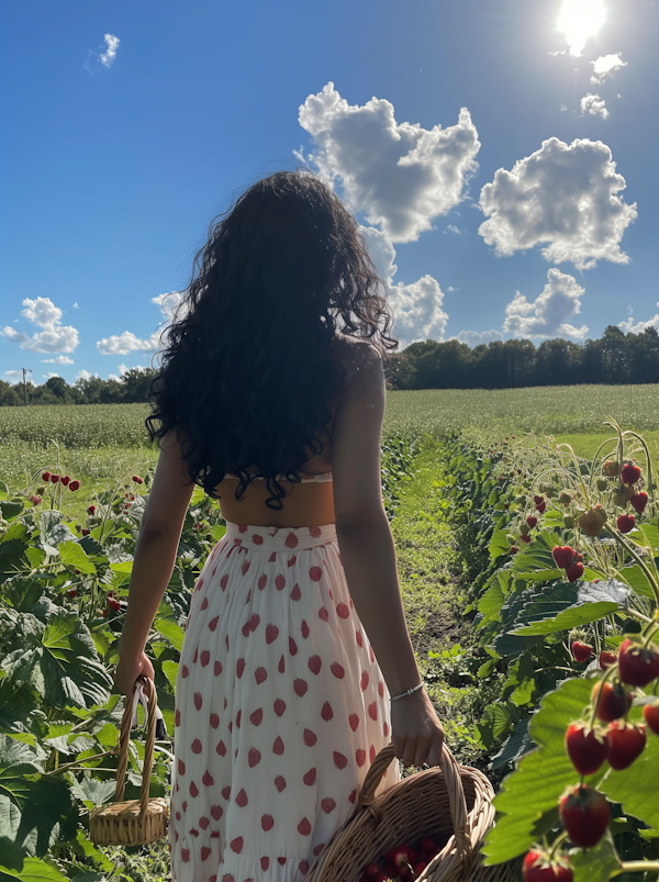 Strawberry Picking in Summer