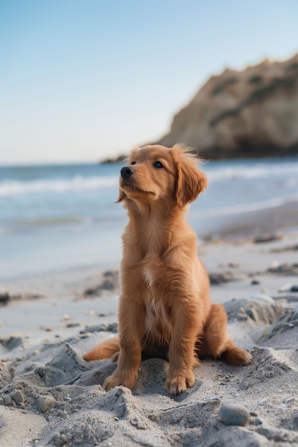 Serene Beachside Puppy