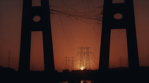 Sunset Over Power Lines