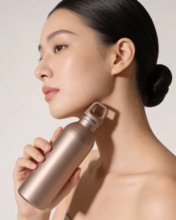 Serene Woman with Bottle