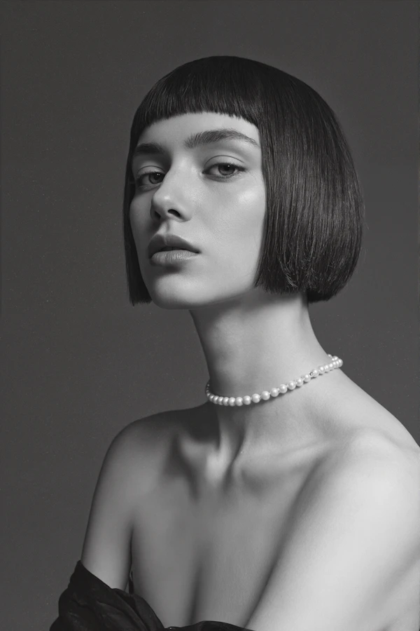 Monochrome Portrait with Bob Haircut