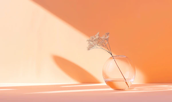 Serene Botanical Composition in Glass Vase