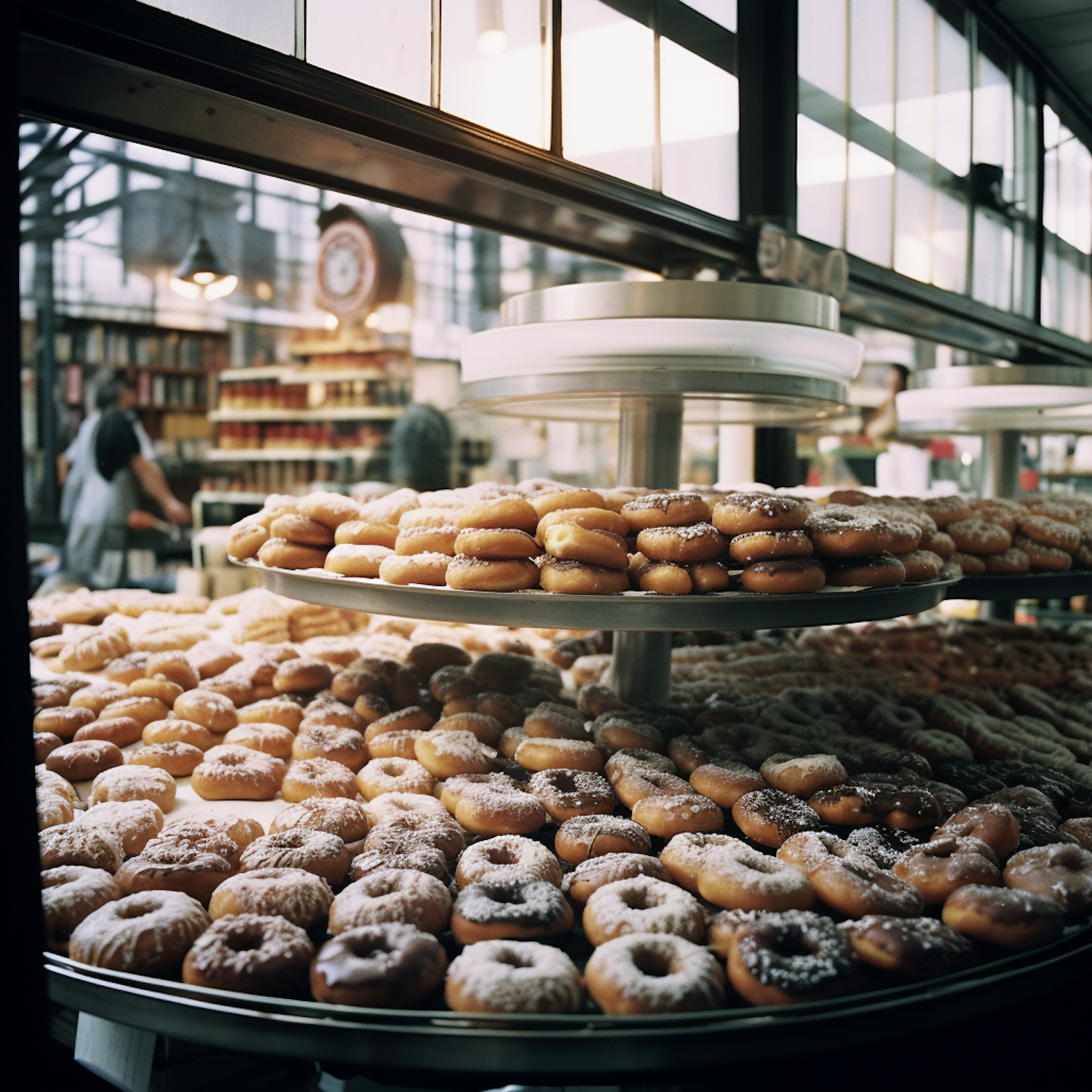 Assorted Doughnuts on Display at a Cozy Bakery Shop