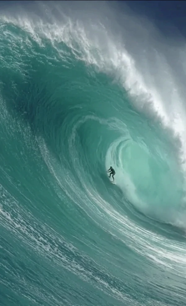 Surfer on Turquoise Wave
