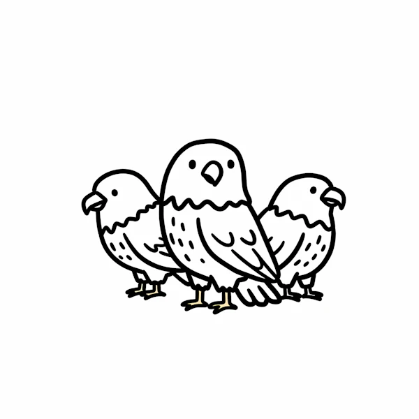 Cartoon Birds Trio