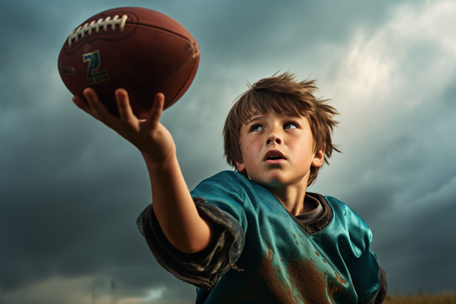 Determined Young Athlete in the Eye of the Storm