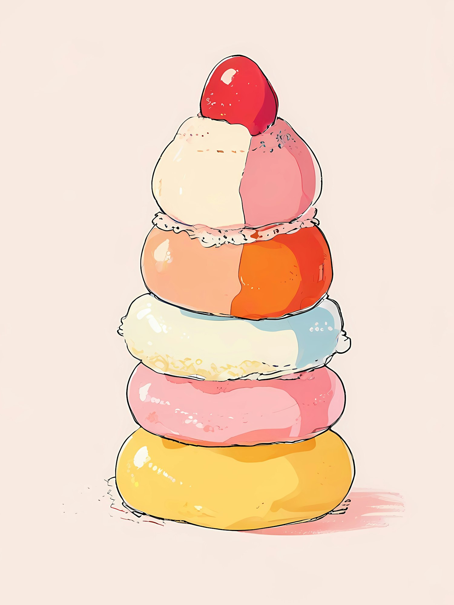 Whimsical Stack of Colorful Pastries