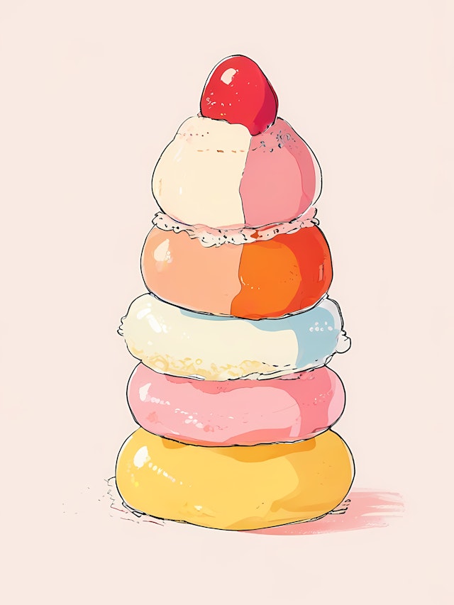 Whimsical Stack of Colorful Pastries