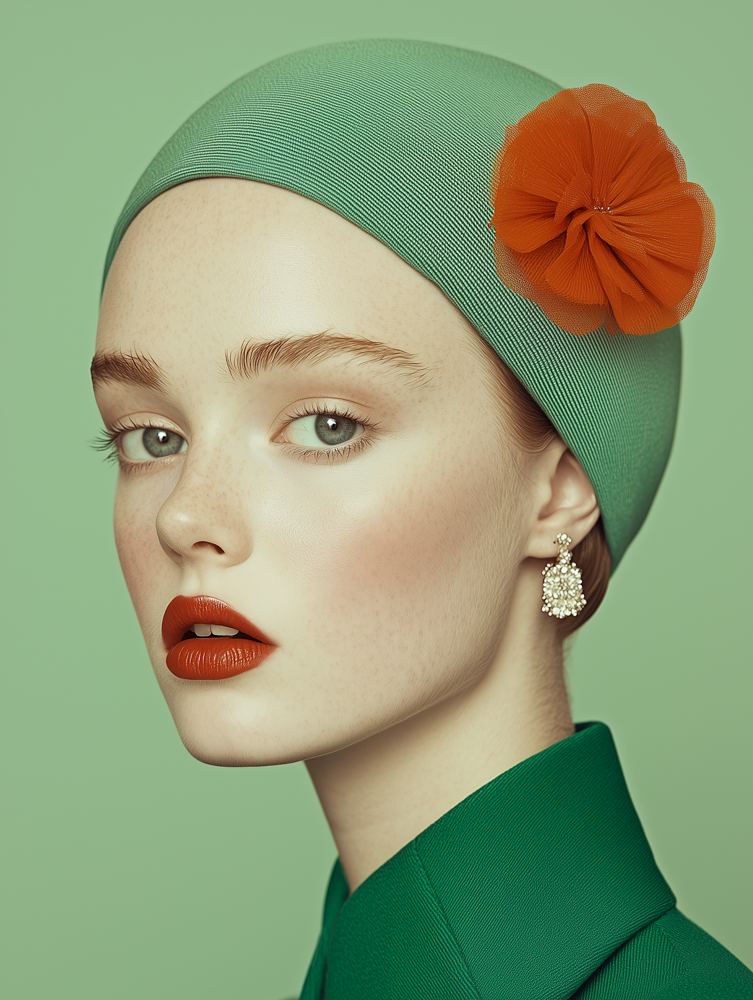 Serene Portrait with Green Headscarf