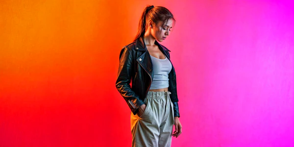 Contemplative Woman Against Gradient Background