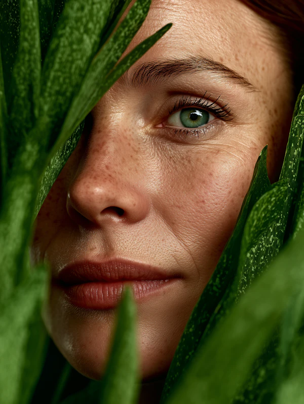 Woman Framed by Leaves