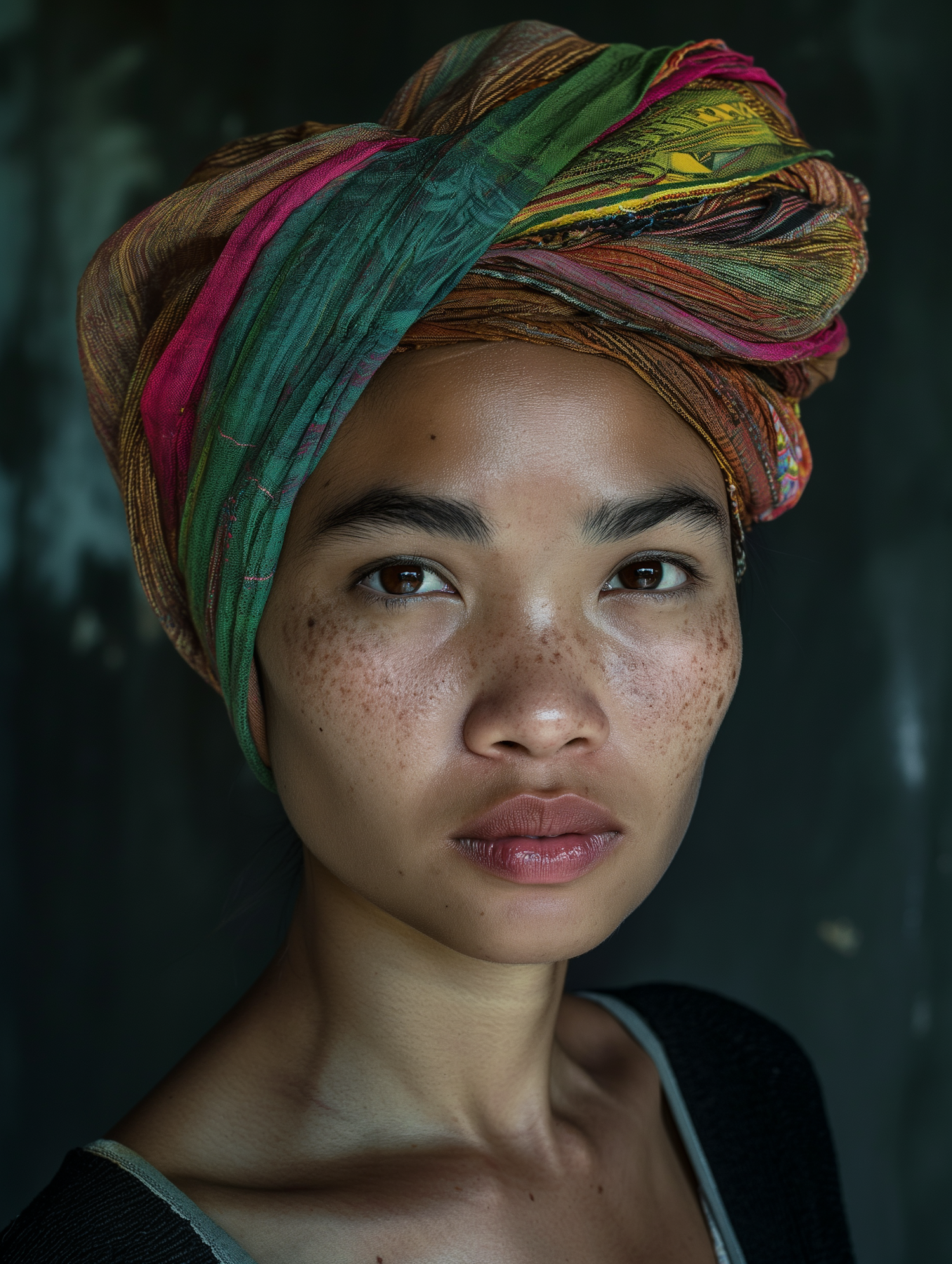 Portrait with Colorful Head Wrap