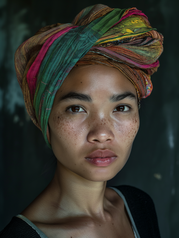 Portrait with Colorful Head Wrap