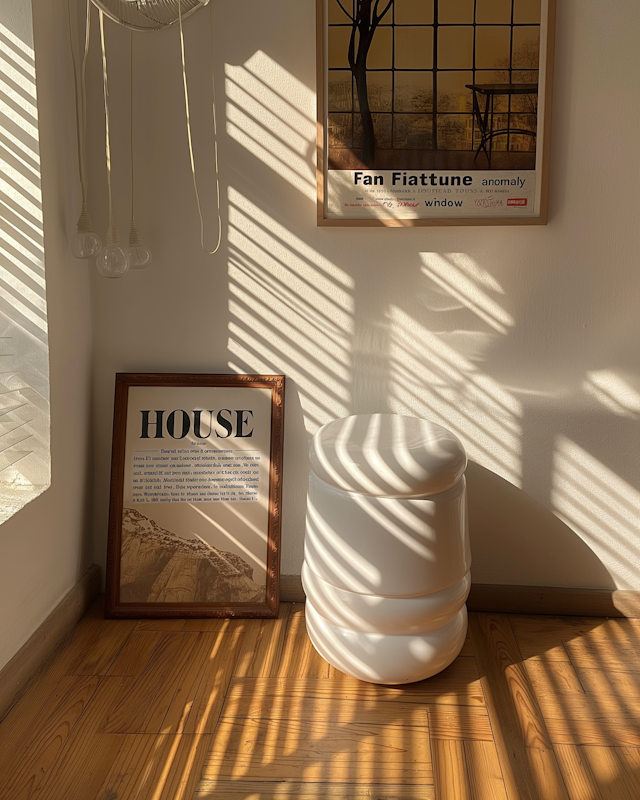 Tranquil Interior Corner with Sunlight and Shadow