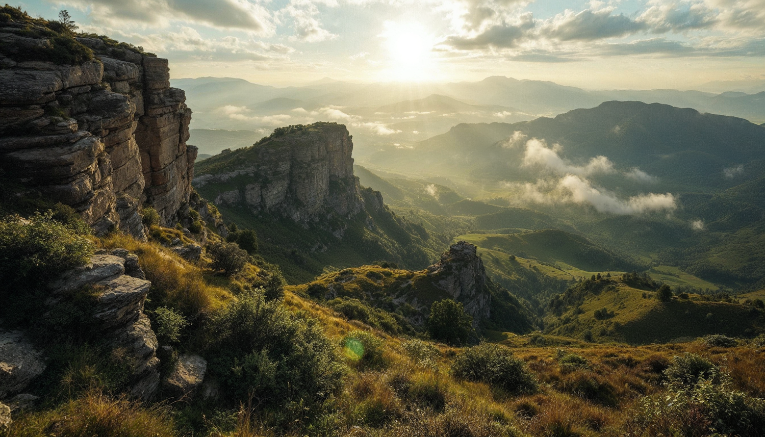 Breathtaking Landscape with Cliffs and Greenery