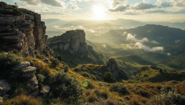 Breathtaking Landscape with Cliffs and Greenery