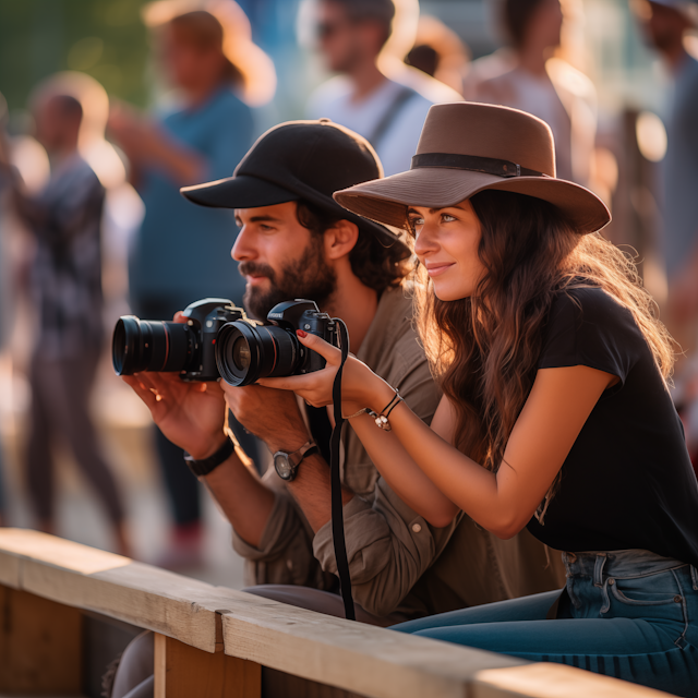 Photography Enthusiasts at Golden Hour