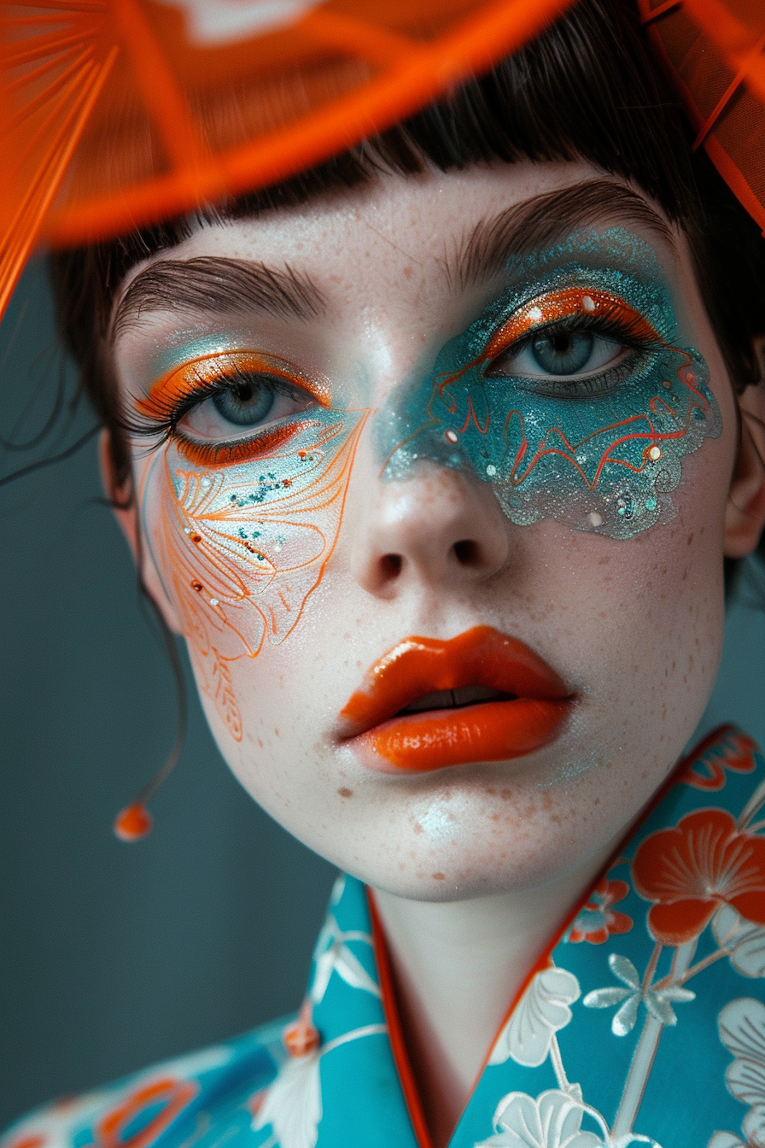 Elaborate Butterfly-Inspired Makeup Portrait