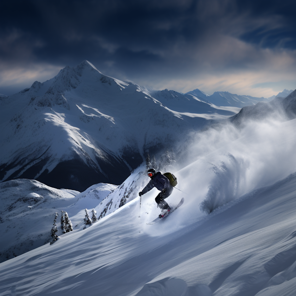 Alpine Adventure: A Skier's Dynamic Descent